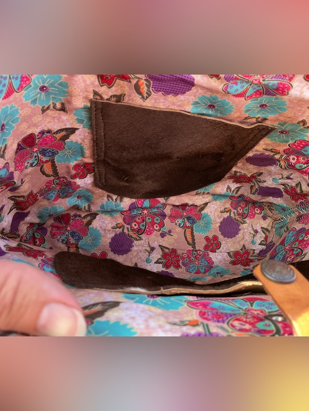 Tooled Leather Floral Tote Bag | Vintage Western Boho Shoulder Bag/ Double Sided - Picture 11 of 13